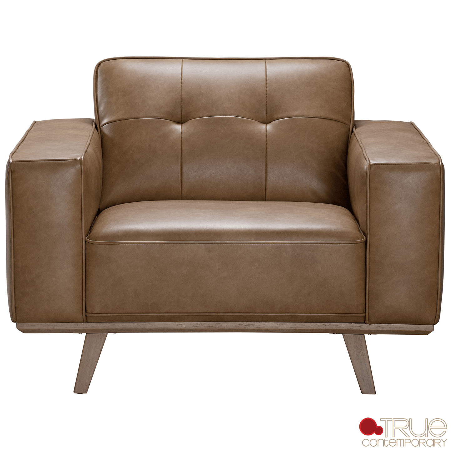 True Contemporary Chair Sterling 43" Tufted Chair in Premium Tan Faux Leather