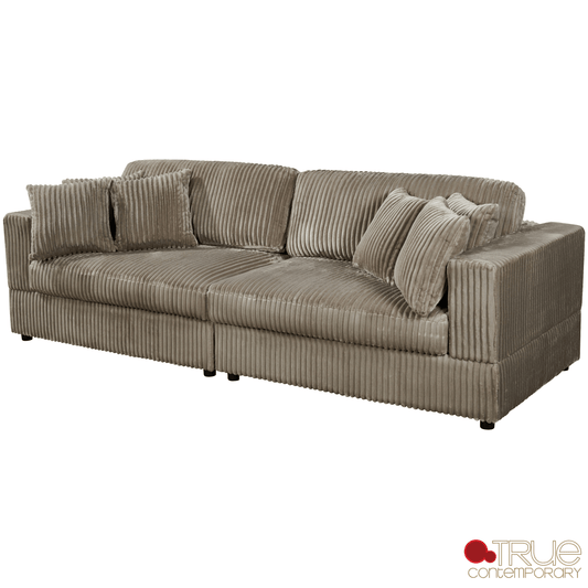 True Contemporary Ridgeway 105" Minky Corduroy Fabric 2 Seater Sofa, image 2