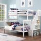 IFDC Bunk Bed White / Bunk Bed with Stairway Chest Only Columbia Solid Wood Mission Twin over Full Bunk Bed with Reversible Storage Stairway Chest - Available in 3 Colours