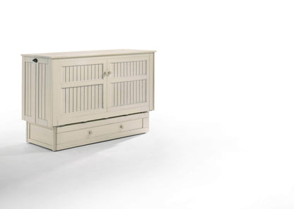 Night and Day Murphy Cabinet Bed Vintage White Daisy Murphy Cabinet Bed with Queen Gel Memory Foam Mattress - Available in 4 Colours