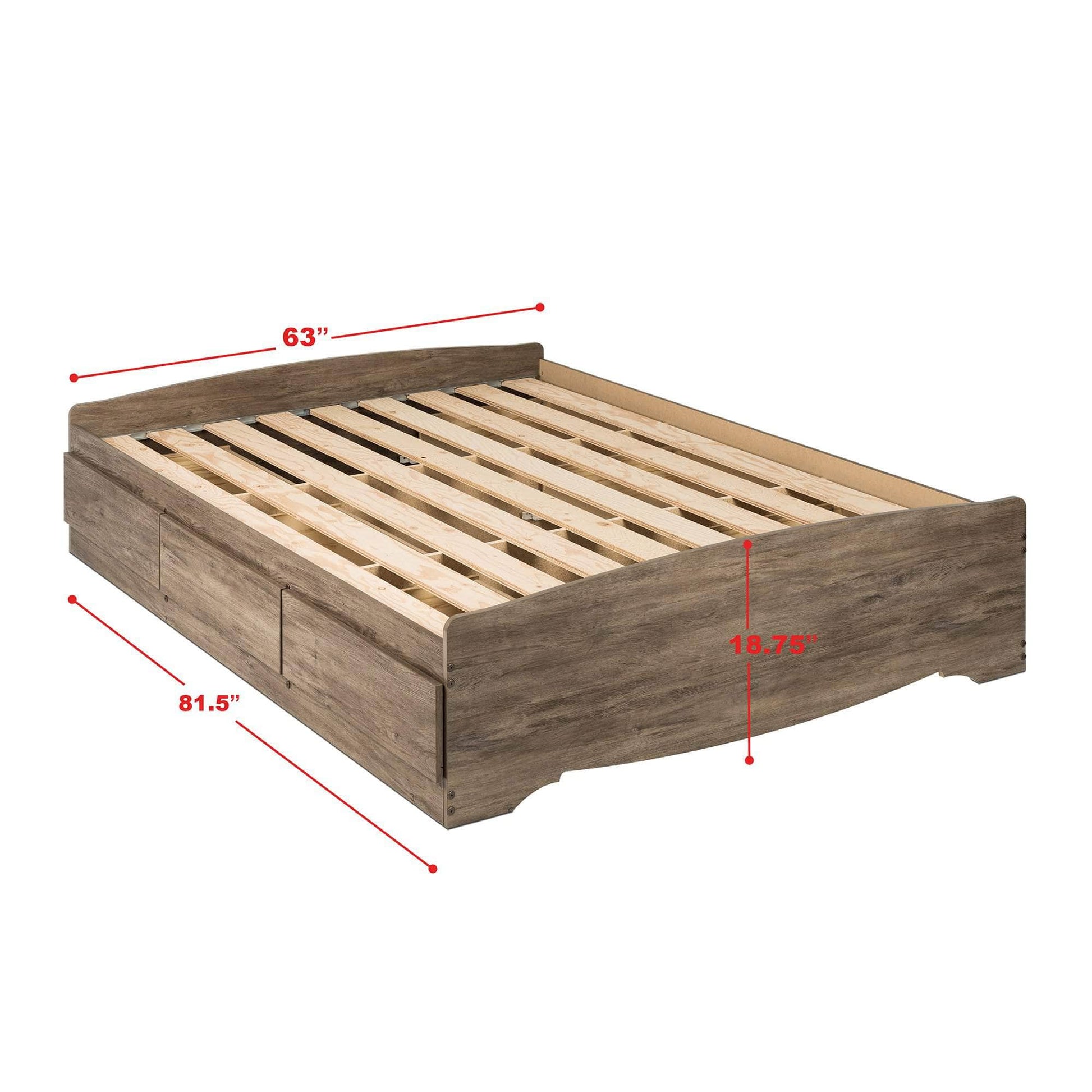 Pending - Modubox Platform Bed Mate's Platform Storage Bed with 6 Drawers in Drifted Grey - Available in 2 Sizes