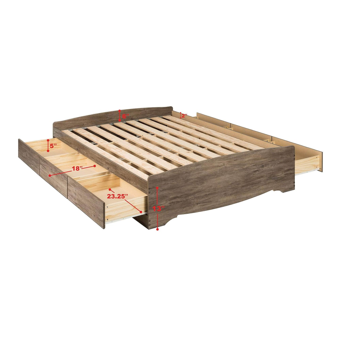 Pending - Modubox Platform Bed Mate's Platform Storage Bed with 6 Drawers in Drifted Grey - Available in 2 Sizes