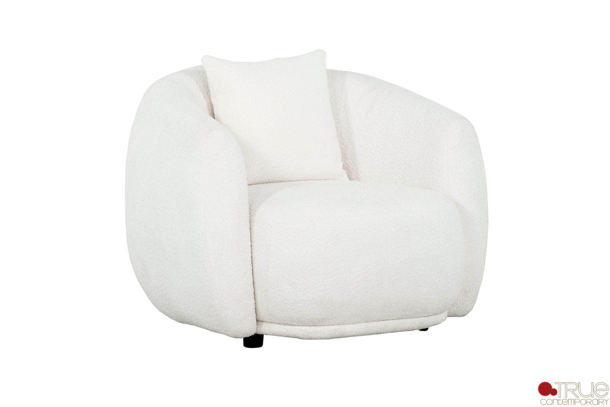 True Contemporary Archibald 2 Piece Curved Kidney Shaped Sectional Sofa and Chair Set in Wolly Ivory, image 11