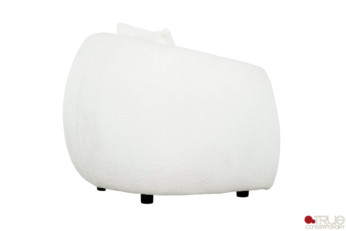 True Contemporary Archibald 2 Piece Curved Kidney Shaped Sectional Sofa and Chair Set in Wolly Ivory, image 12