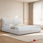 Ashford Beige Fabric Upholstered Platform Bed with Oak Legs- Available in 3 Sizes