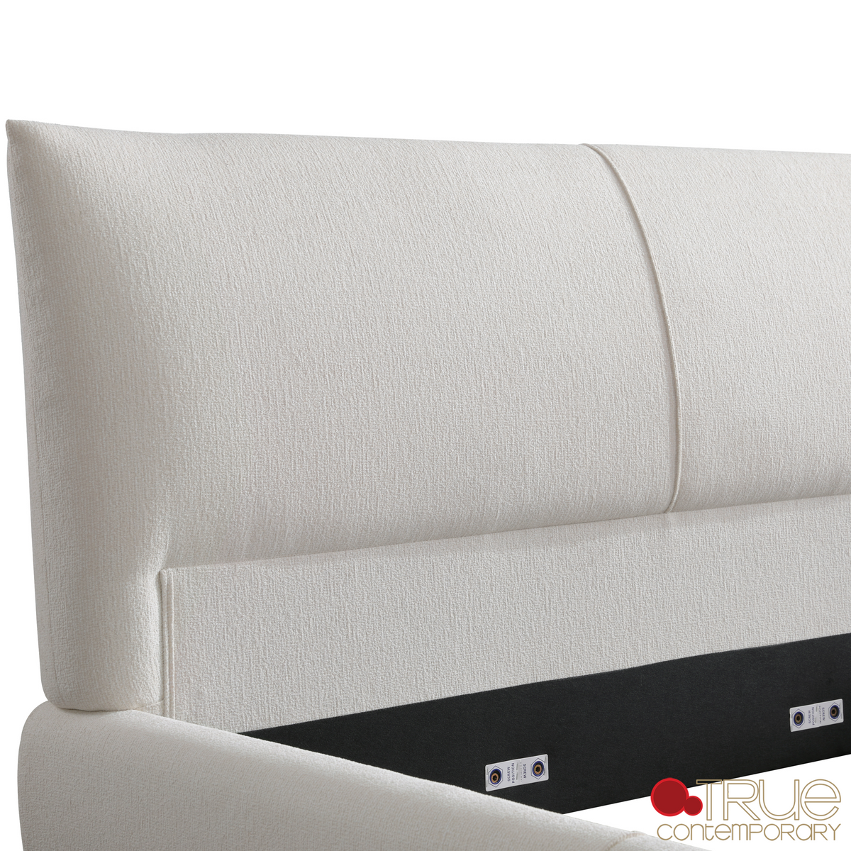 Ashford Beige Fabric Upholstered Platform Bed with Oak Legs- Available in 3 Sizes