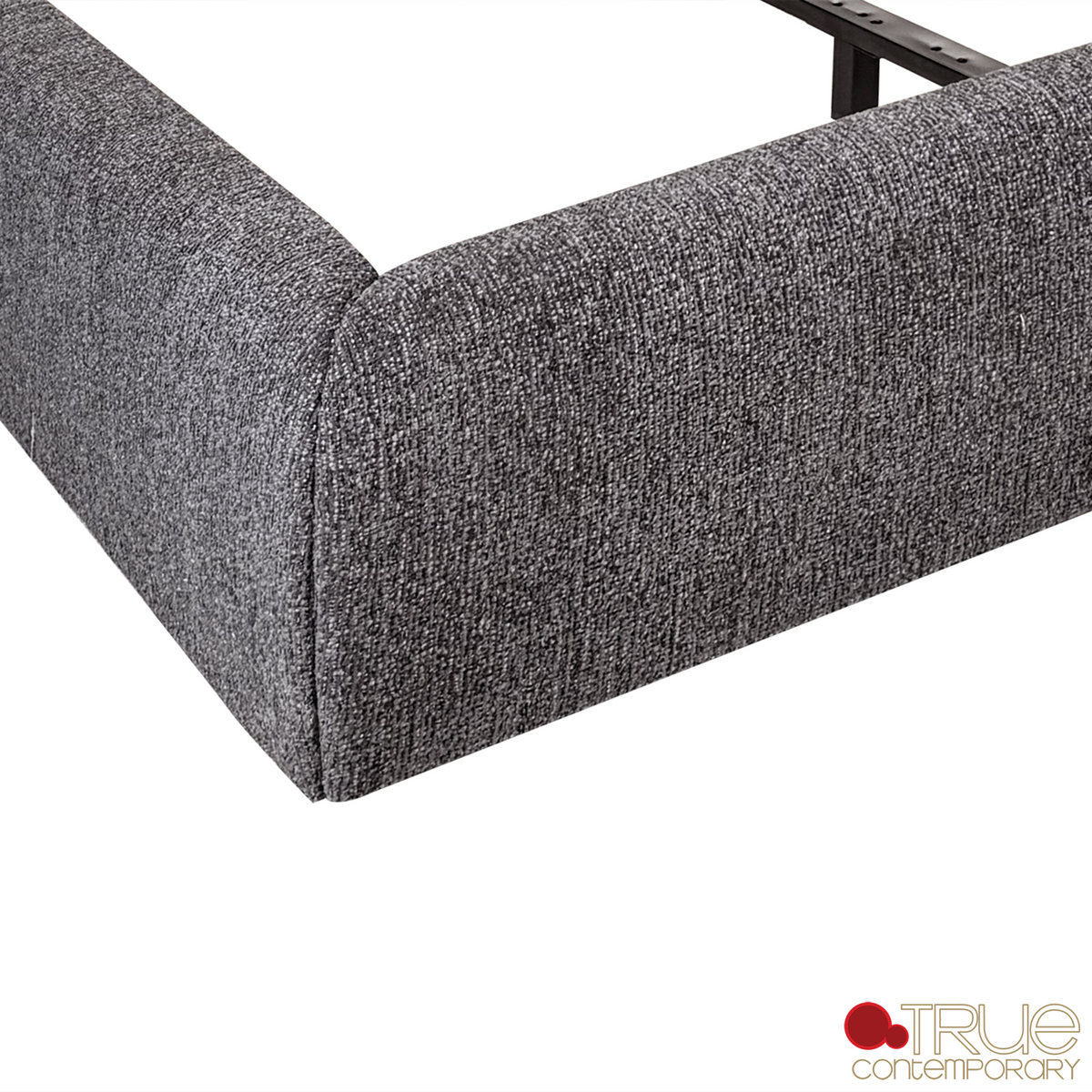 Ashford Grey Fabric Upholstered Platform Bed with Oak Legs - Available in 3 Sizes