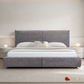 Ashford Grey Fabric Upholstered Platform Bed with Oak Legs - Available in 3 Sizes