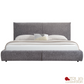 Ashford Grey Fabric Upholstered Platform Bed with Oak Legs - Available in 3 Sizes