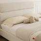 True Contemporary Bed Sutton Beige Fabric Platform Bed with Tufted Headboard - Available in 3 Sizes