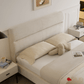 True Contemporary Bed Sutton Beige Fabric Platform Bed with Tufted Headboard - Available in 3 Sizes