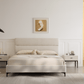 True Contemporary Bed Sutton Beige Fabric Platform Bed with Tufted Headboard - Available in 3 Sizes