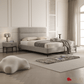 True Contemporary Bed Sutton Grey Fabric Platform Bed with Tufted Headboard - Available in 3 Sizes
