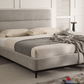 True Contemporary Bed Sutton Grey Fabric Platform Bed with Tufted Headboard - Available in 3 Sizes