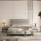 True Contemporary Bed Sutton Grey Fabric Platform Bed with Tufted Headboard - Available in 3 Sizes