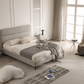 True Contemporary Bed Sutton Grey Fabric Platform Bed with Tufted Headboard - Available in 3 Sizes