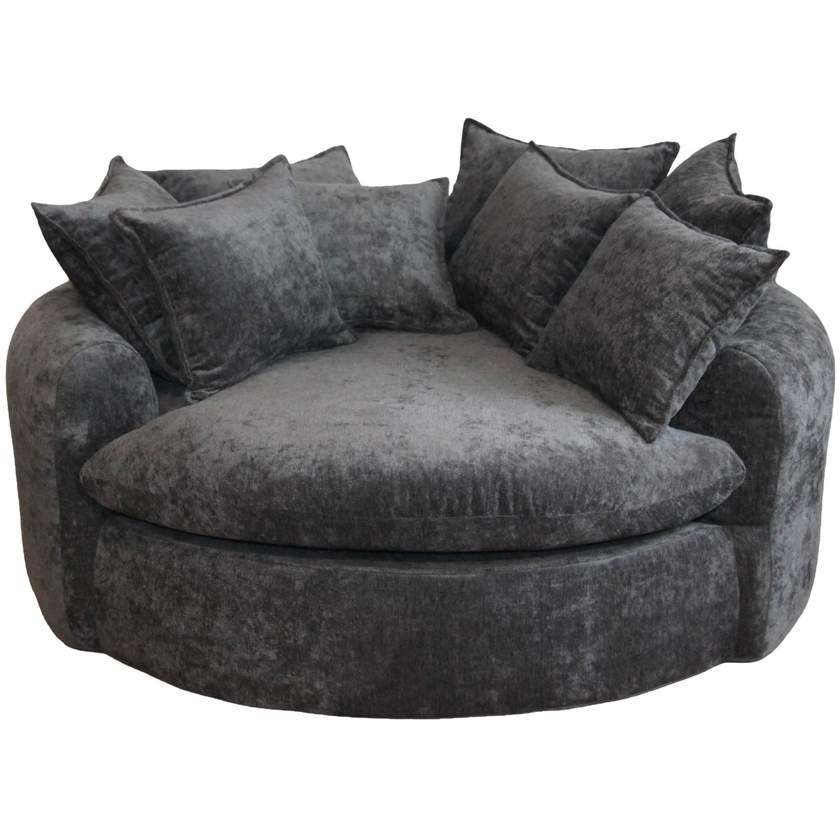 True Contemporary Chair Dark Grey Oasis 59.05" Fabric Round Boneless No-Assembly Compressed Floor Lounge Cuddle Chair - Available in 3 Colours