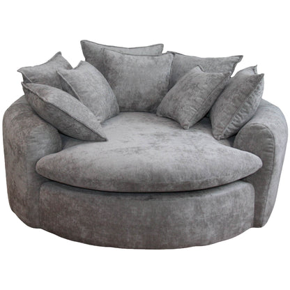 True Contemporary Chair Light Grey Oasis 59.05" Fabric Round Boneless No-Assembly Compressed Floor Lounge Cuddle Chair - Available in 3 Colours