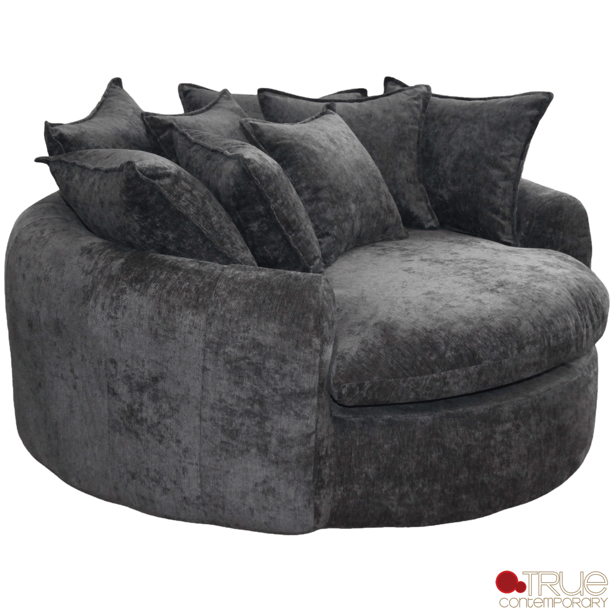 True Contemporary Chair Oasis 59.05" Fabric Round Boneless No-Assembly Compressed Floor Lounge Cuddle Chair - Available in 3 Colours