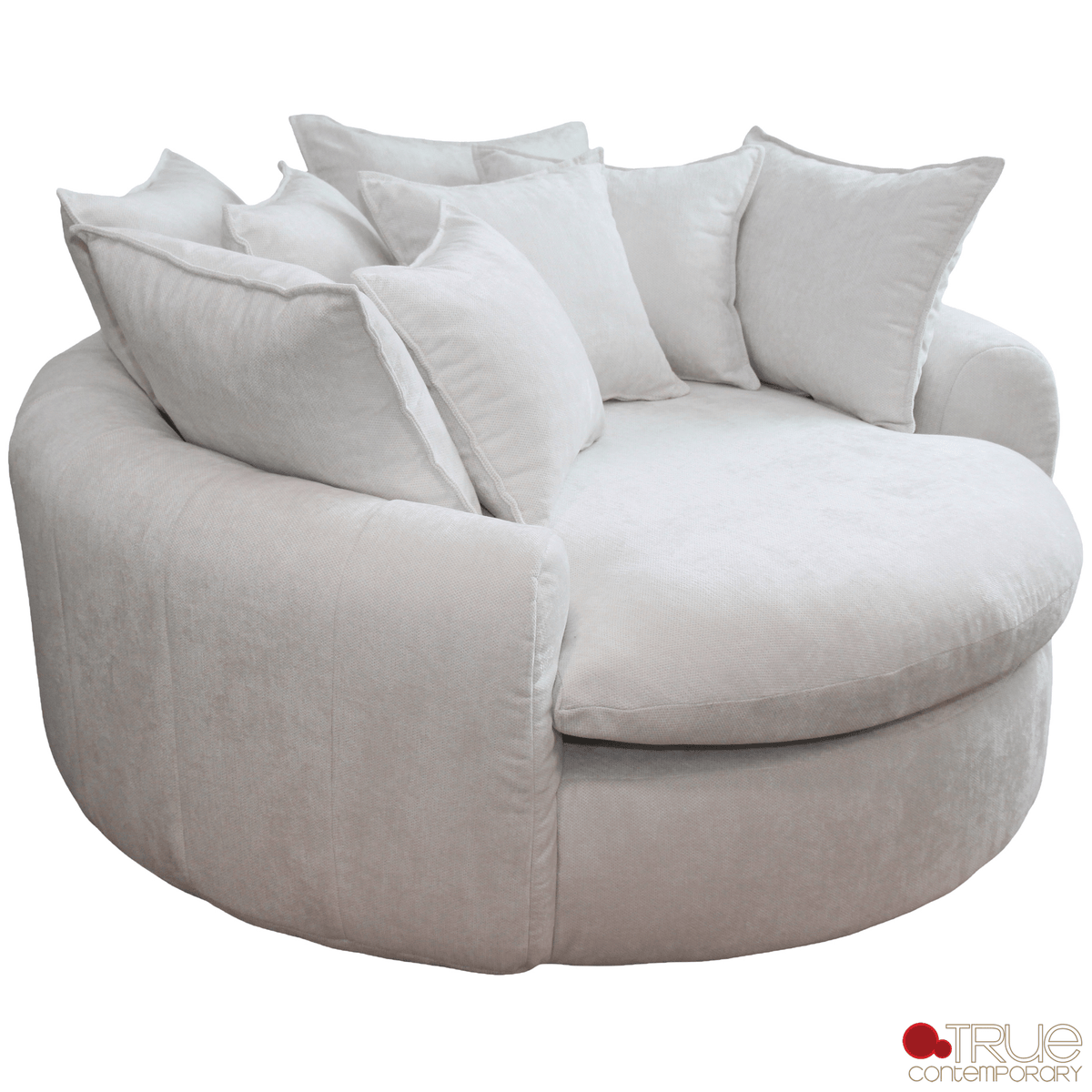 True Contemporary Chair Oasis 59.05" Fabric Round Boneless No-Assembly Compressed Floor Lounge Cuddle Chair - Available in 3 Colours