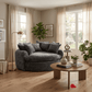 True Contemporary Chair Oasis 59.05" Fabric Round Boneless No-Assembly Compressed Floor Lounge Cuddle Chair - Available in 3 Colours