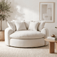True Contemporary Chair Oasis 59.05" Fabric Round Boneless No-Assembly Compressed Floor Lounge Cuddle Chair - Available in 3 Colours