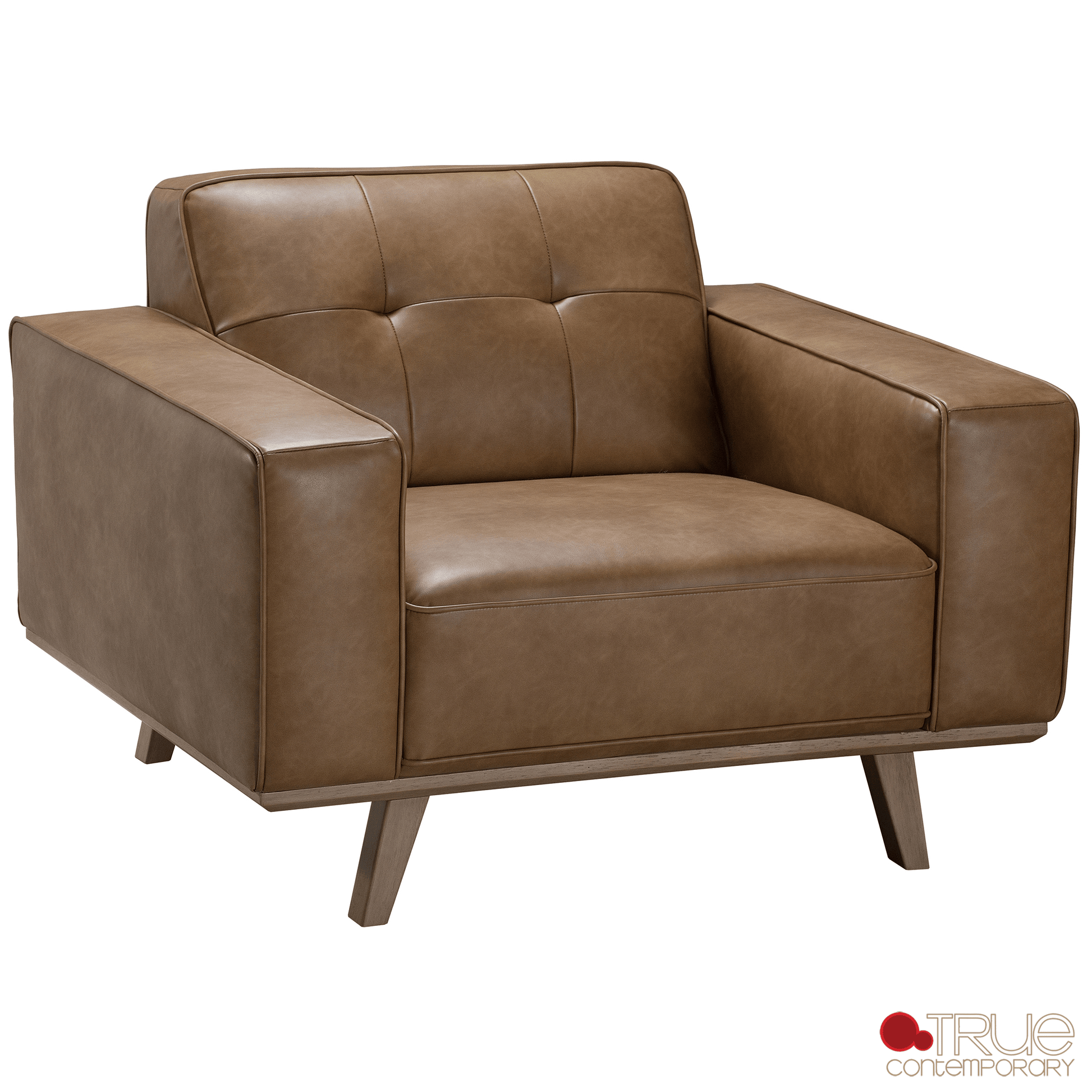True Contemporary Chair Sterling 43" Tufted Chair in Premium Tan Faux Leather