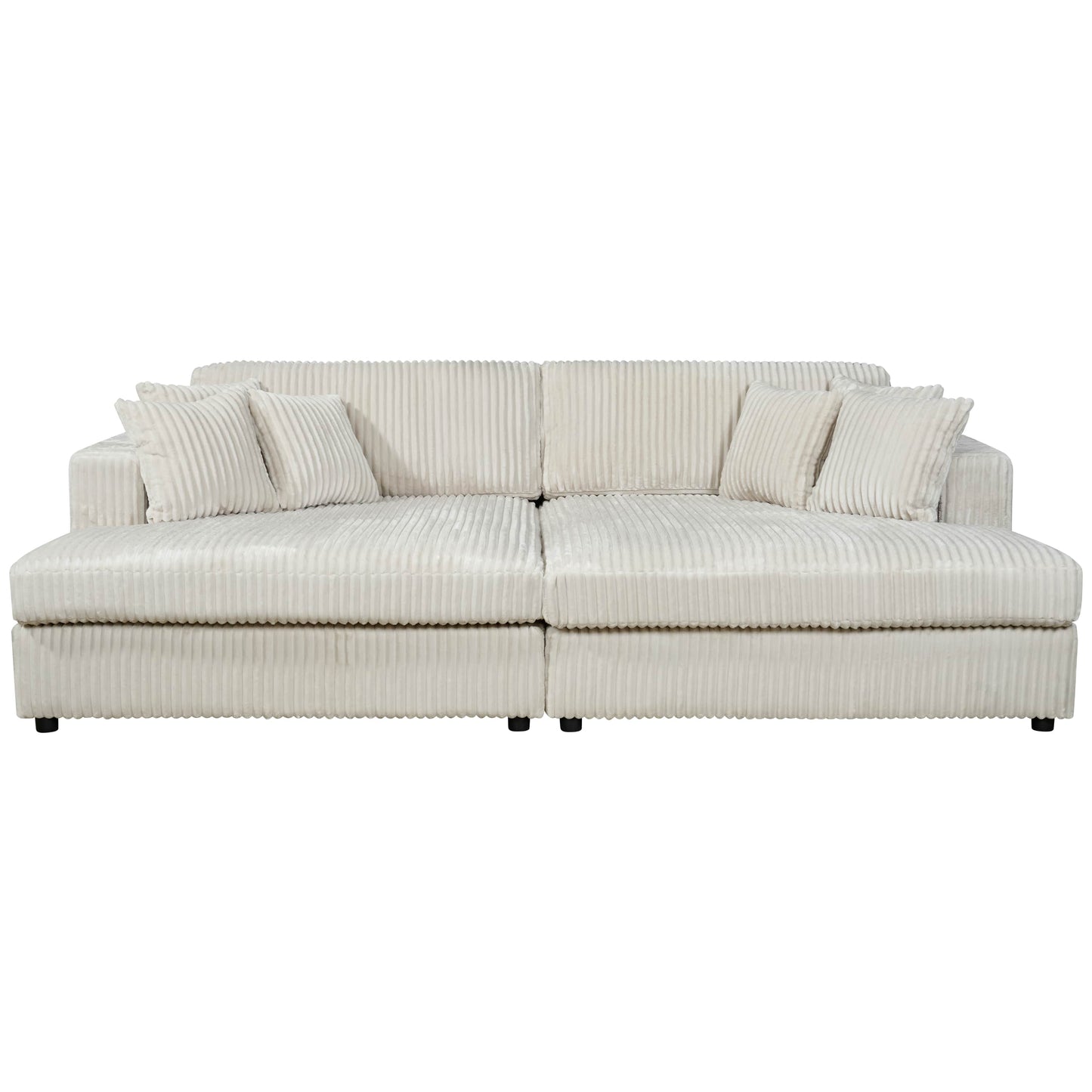 True Contemporary Ridgeway 105" Minky Corduroy Fabric Double Chaise Lounge, image 6