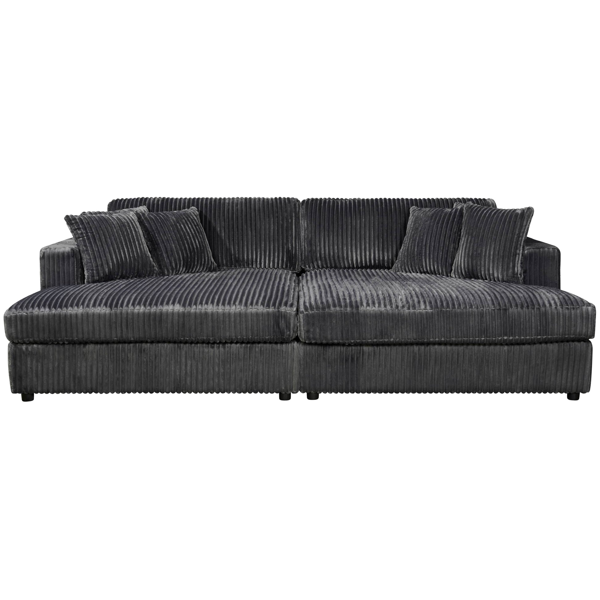 True Contemporary Ridgeway 105" Minky Corduroy Fabric Double Chaise Lounge, image 9