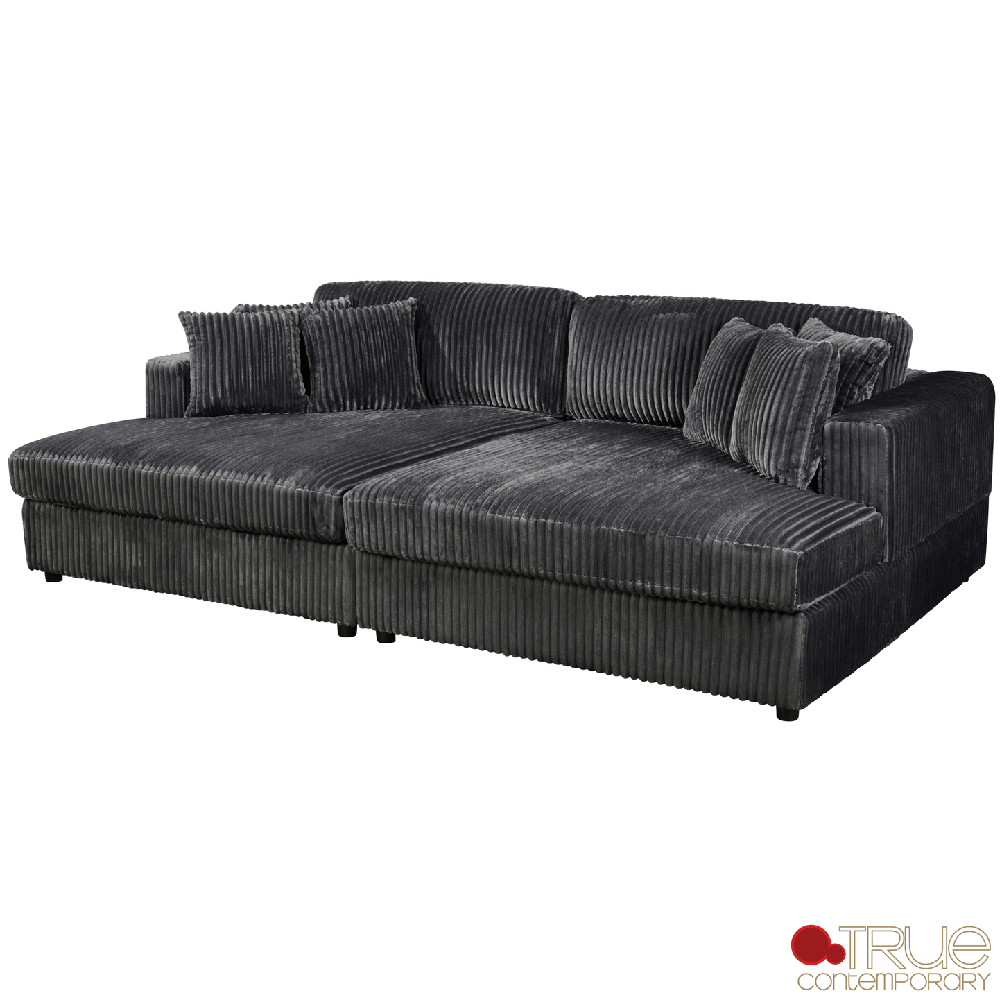 True Contemporary Ridgeway 105" Minky Corduroy Fabric Double Chaise Lounge, image 8