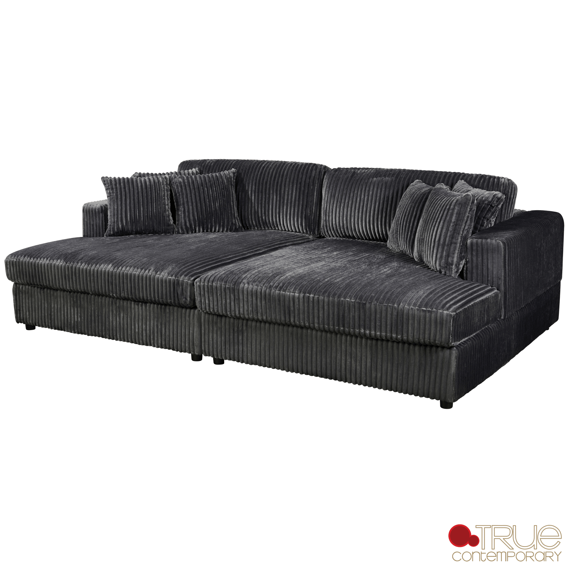 True Contemporary Ridgeway 105" Minky Corduroy Fabric Double Chaise Lounge, image 8
