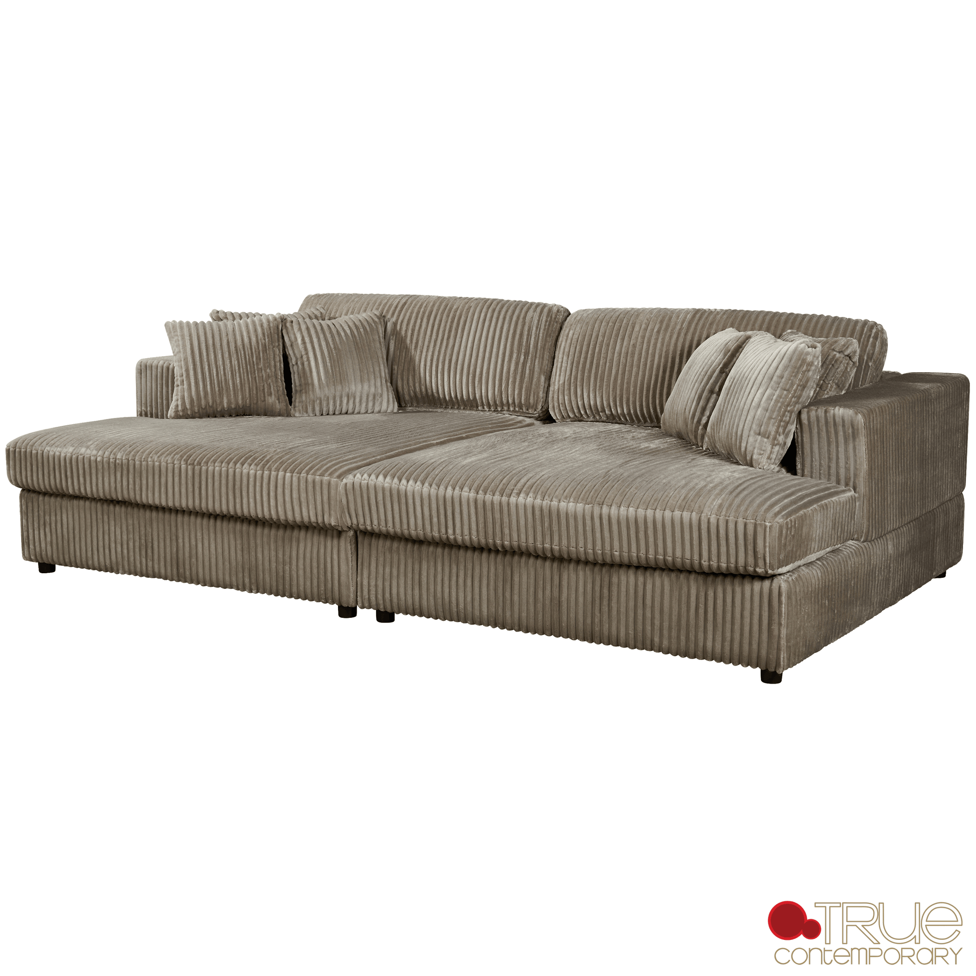 True Contemporary Ridgeway 105" Minky Corduroy Fabric Double Chaise Lounge, image 2