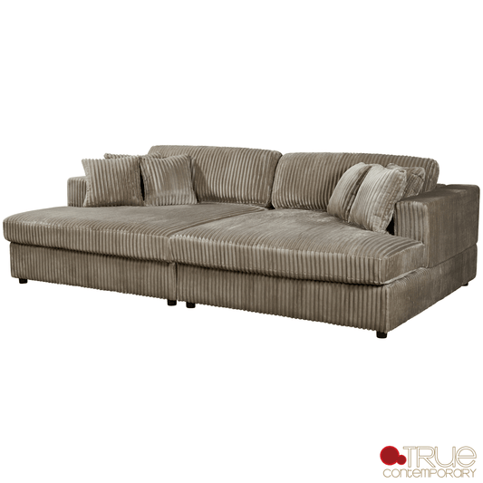 True Contemporary Ridgeway 105" Minky Corduroy Fabric Double Chaise Lounge, image 2