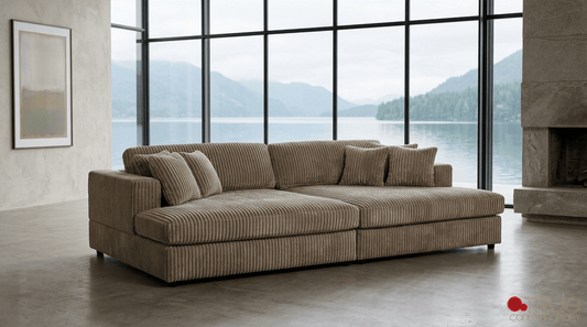 True Contemporary Ridgeway 105" Minky Corduroy Fabric Double Chaise Lounge, image 1