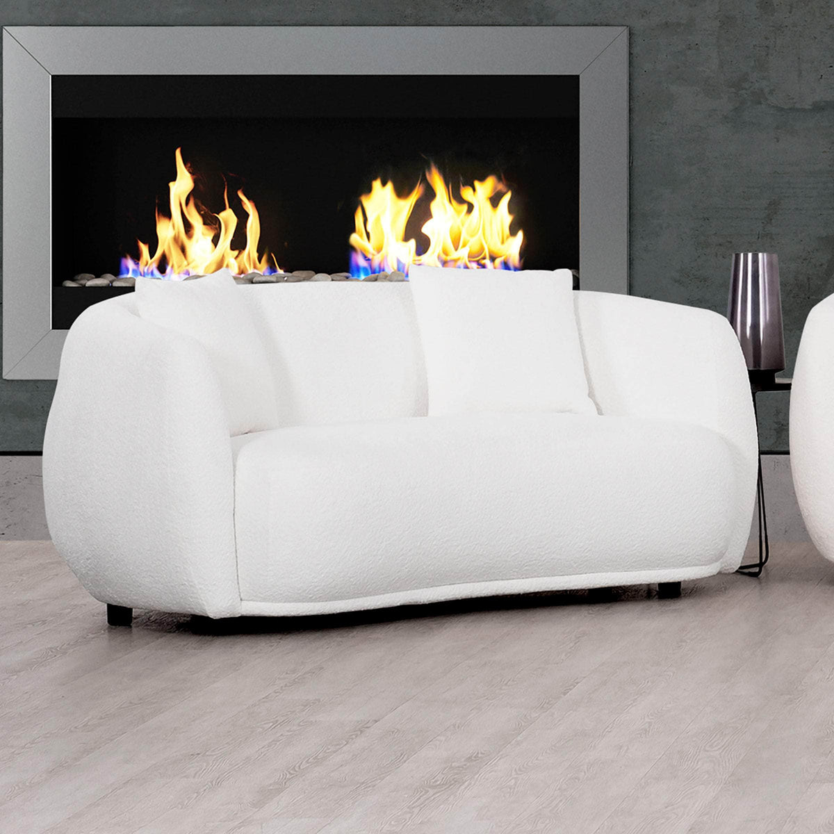 Primo International Archibald Curved Kidney Shaped Loveseat in Wolly Ivory, image 1