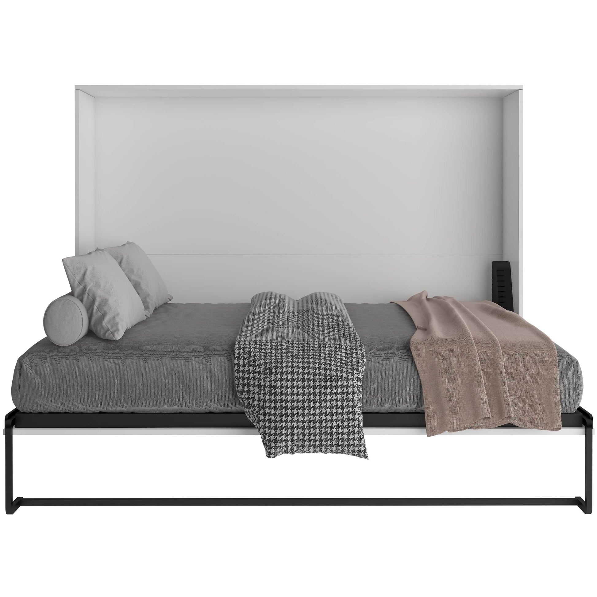 True Contemporary Murphy Wall Bed Full / Full 6" Tranquility Memory Foam Mattress Heidi III White Horizontal Murphy Wall Pull Down Bed with Mattress - Available in 3 Sizes