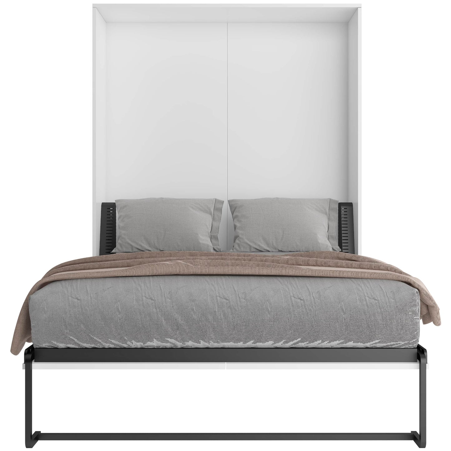 True Contemporary Murphy Wall Bed Full / Full 6" Tranquility Memory Foam Mattress Wallie II White Vertical Murphy Wall Pull Down Bed with Mattress - Available in 3 Sizes