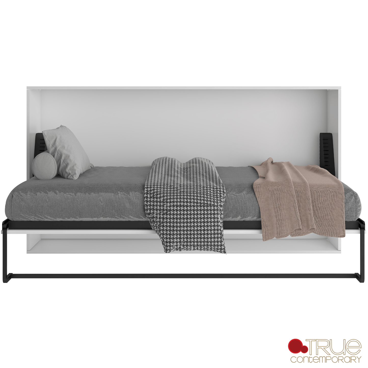 True Contemporary Murphy Wall Bed Heidi III White Horizontal Murphy Wall Pull Down Bed - Available in 3 Sizes