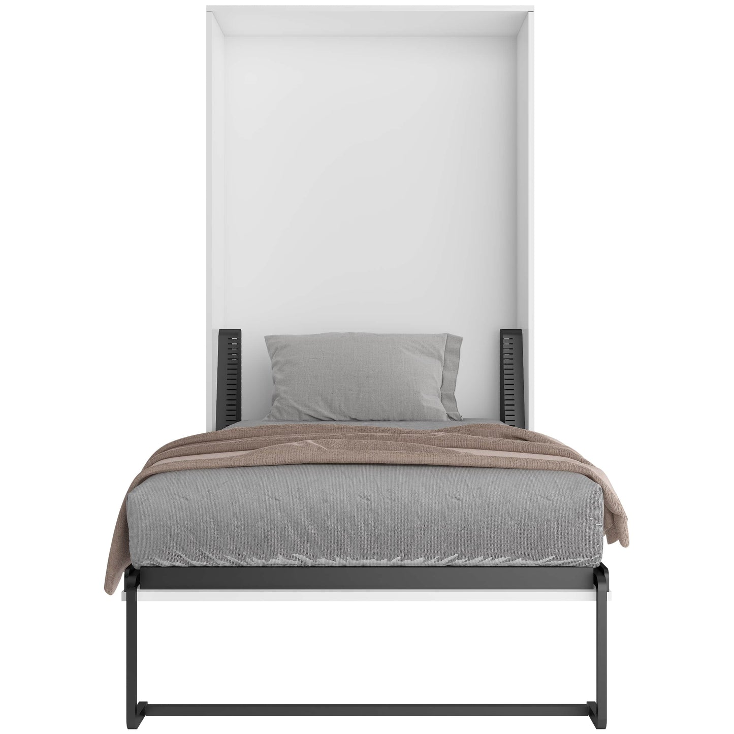 True Contemporary Murphy Wall Bed Twin / Twin 6" Tranquility Memory Foam Mattress Wallie II White Vertical Murphy Wall Pull Down Bed with Mattress - Available in 3 Sizes