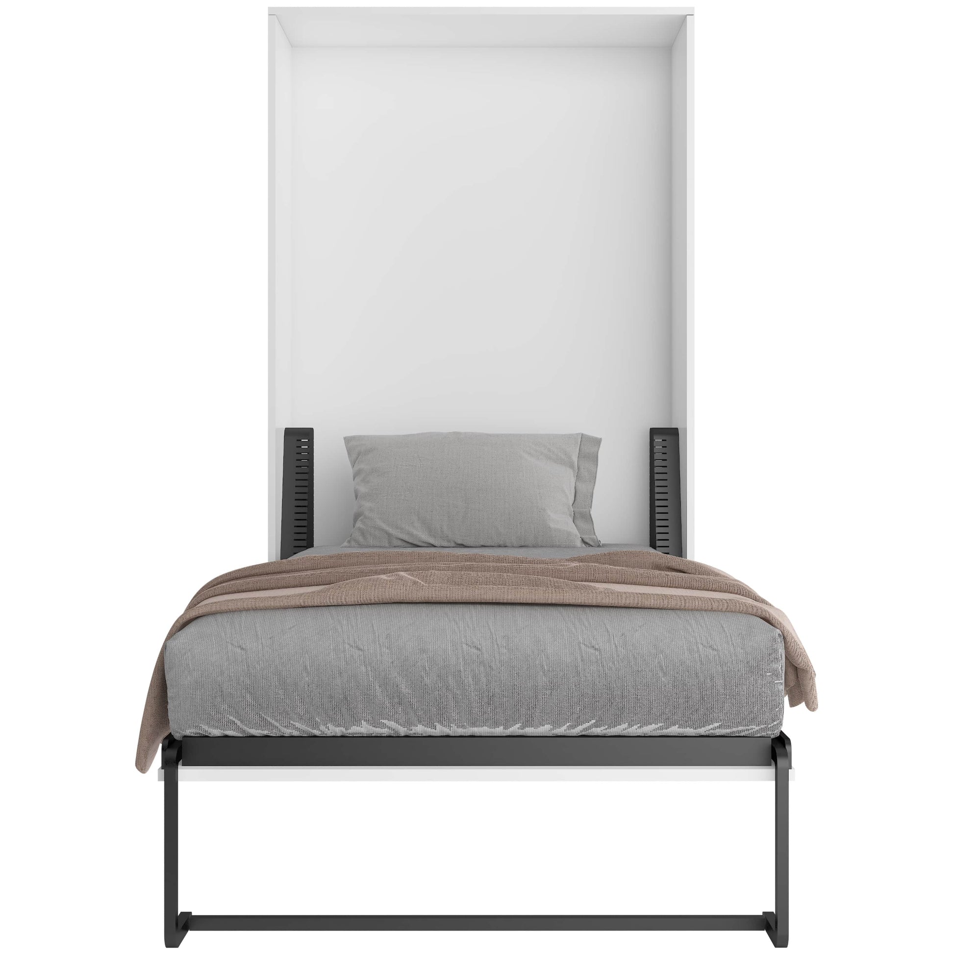 True Contemporary Murphy Wall Bed Twin / Twin 6" Tranquility Memory Foam Mattress Wallie II White Vertical Murphy Wall Pull Down Bed with Mattress - Available in 3 Sizes