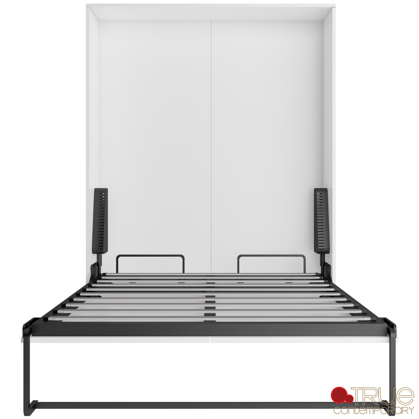 True Contemporary Murphy Wall Bed Wallie II White Vertical Murphy Wall Pull Down Bed with Mattress - Available in 3 Sizes
