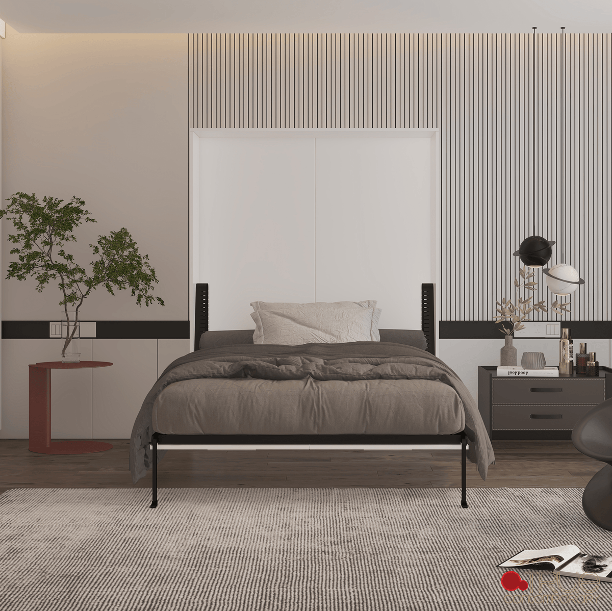 True Contemporary Wallie White Vertical Murphy Wall Pull Down Bed, image 1