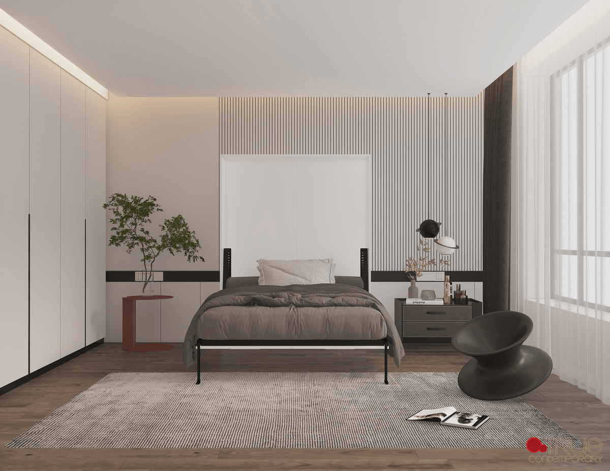 True Contemporary Wallie White Vertical Murphy Wall Pull Down Bed, image 3