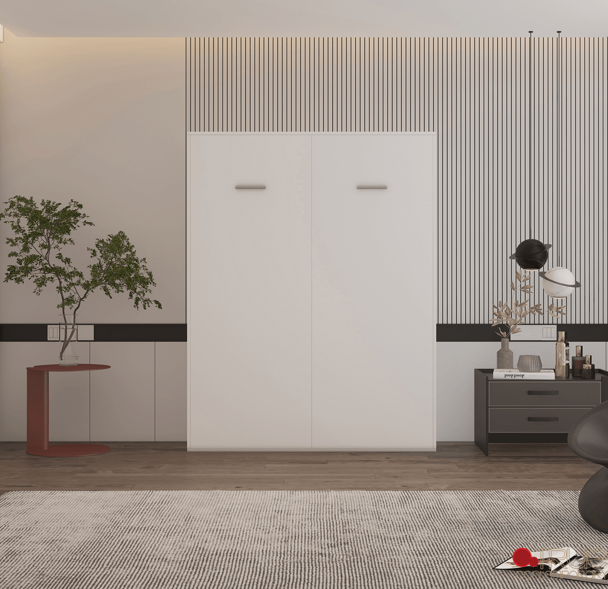 True Contemporary Wallie White Vertical Murphy Wall Pull Down Bed, image 5