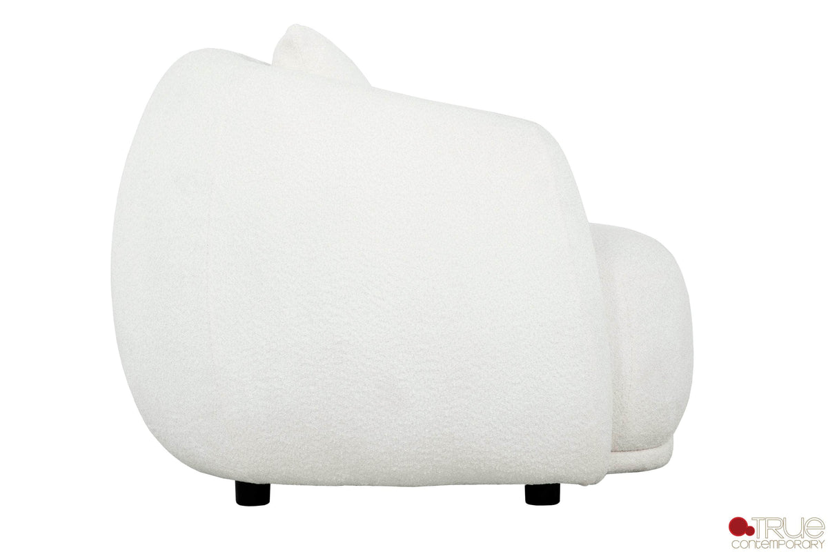 True Contemporary Archibald 2 Piece Curved Kidney Shaped Sectional Sofa and Chair Set in Wolly Ivory, image 13