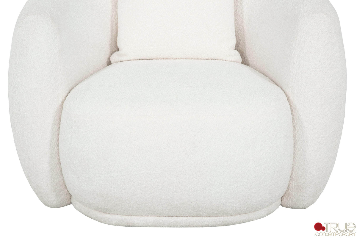 True Contemporary Archibald 2 Piece Curved Kidney Shaped Sectional Sofa and Chair Set in Wolly Ivory, image 14