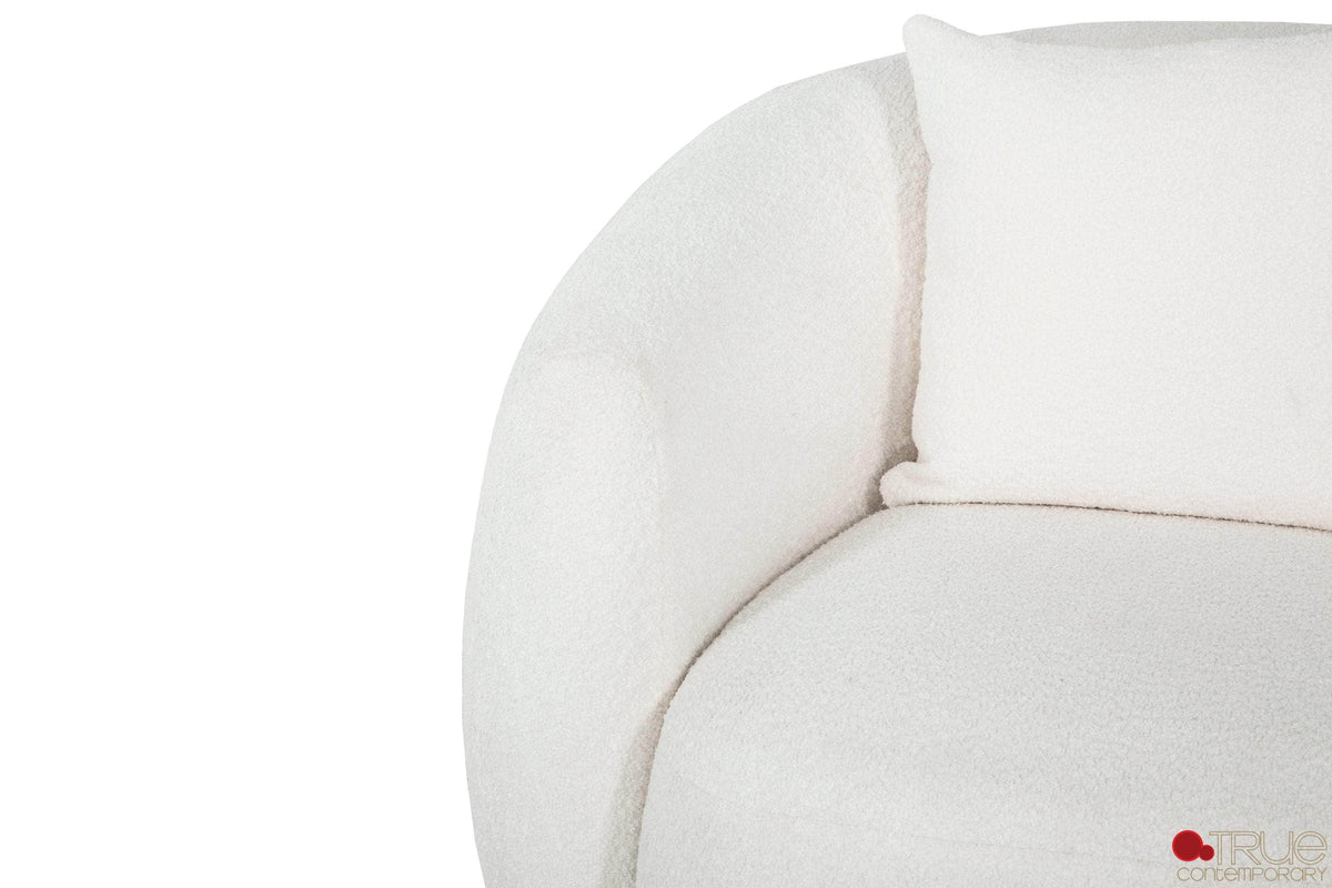 True Contemporary Archibald 2 Piece Curved Kidney Shaped Sectional Sofa and Chair Set in Wolly Ivory, image 9