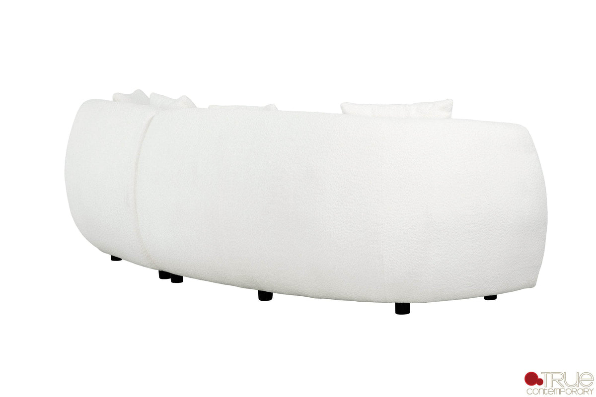 True Contemporary Archibald 2 Piece Curved Kidney Shaped Sectional Sofa and Chair Set in Wolly Ivory, image 7