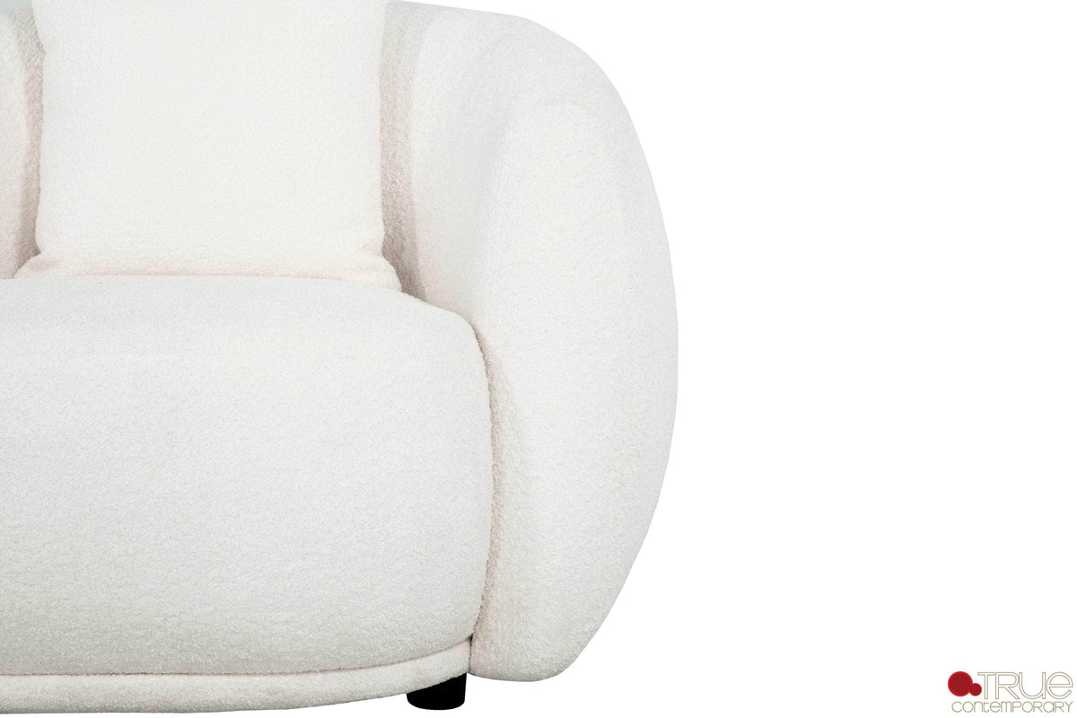 True Contemporary Archibald 2 Piece Curved Kidney Shaped Sectional Sofa and Chair Set in Wolly Ivory, image 8