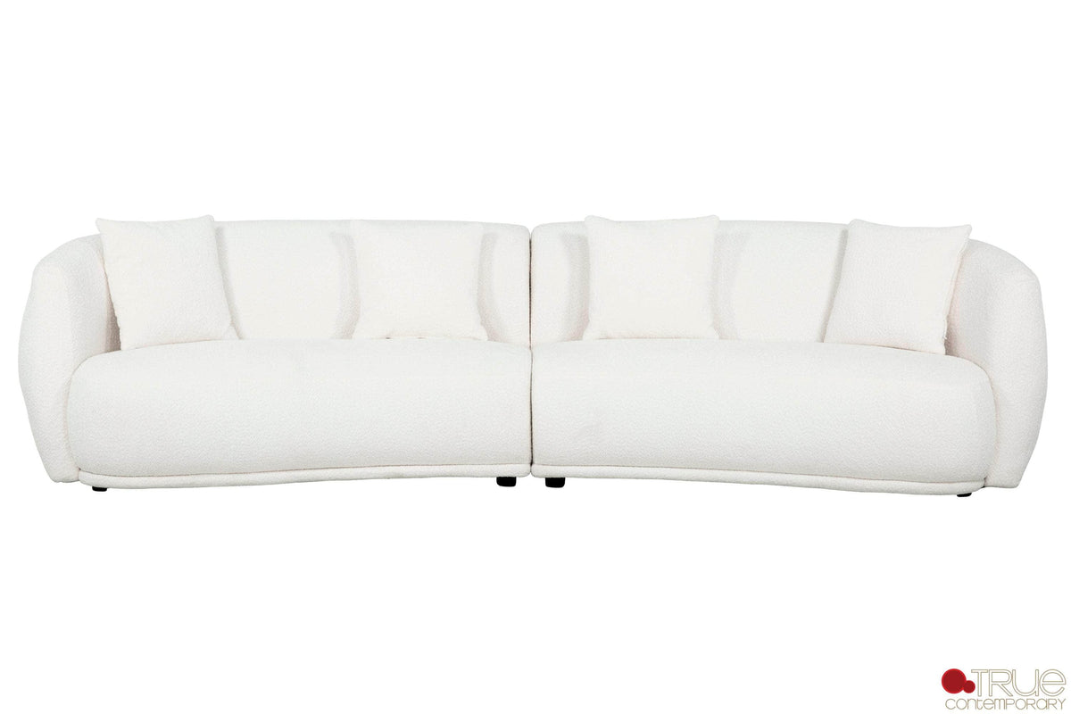 True Contemporary Archibald 2 Piece Curved Kidney Shaped Sectional Sofa and Chair Set in Wolly Ivory, image 5